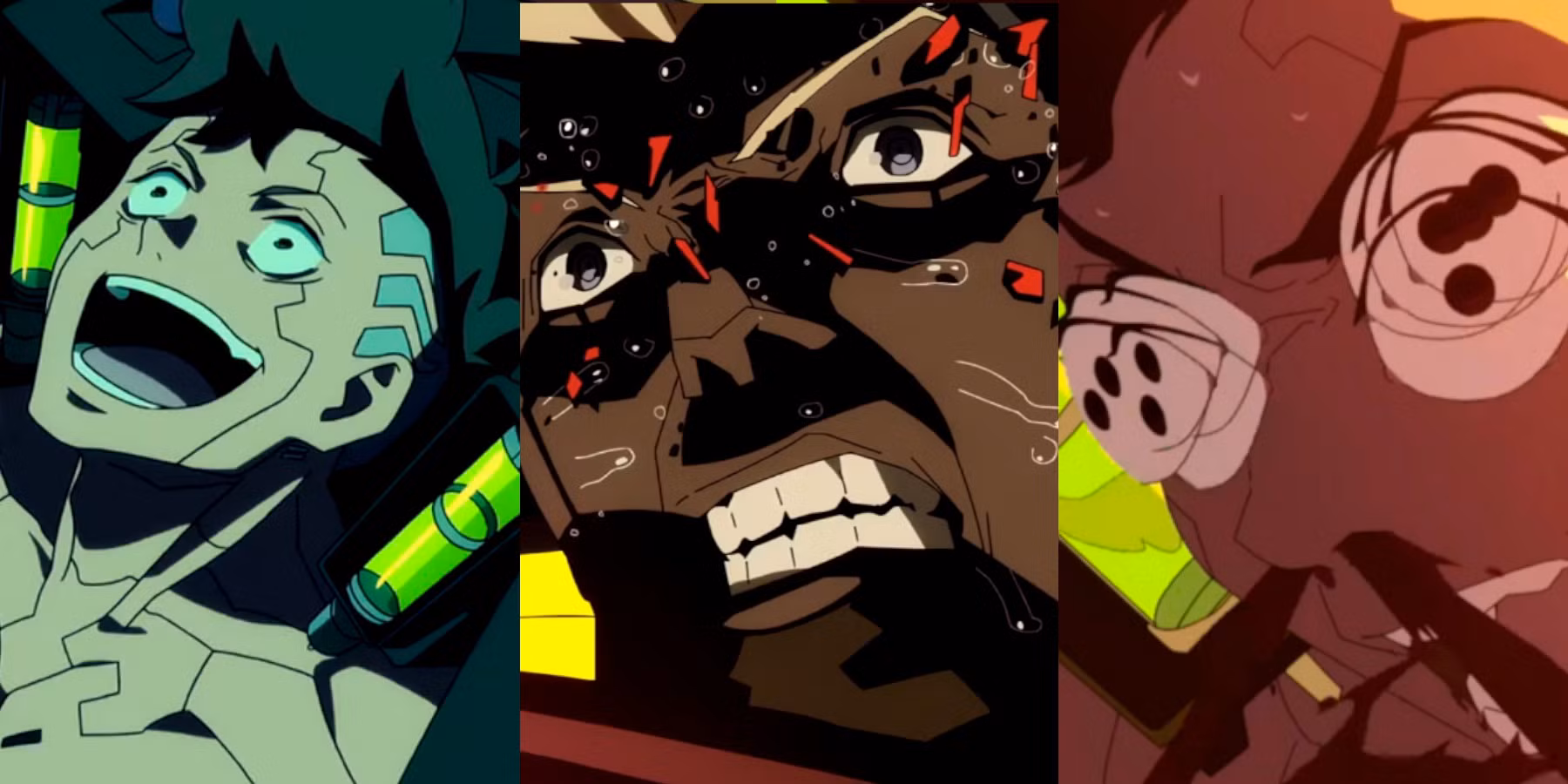 David and Maine from Cyberpunk Edgerunners experiencing cyberpsychosis